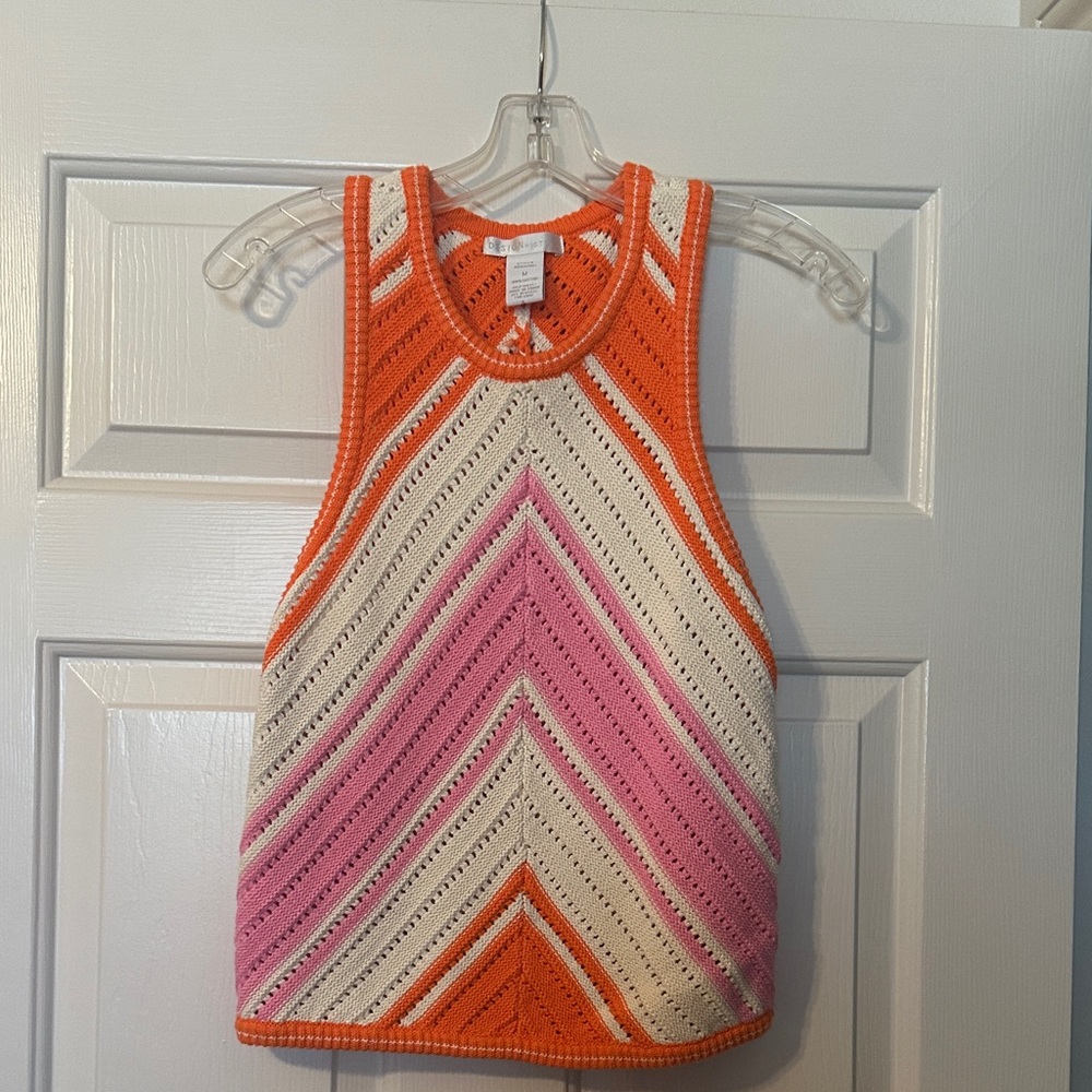 Design History Orange, Pink, and Cream Chevron Tank Top